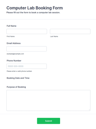Computer Lab Booking Form Template