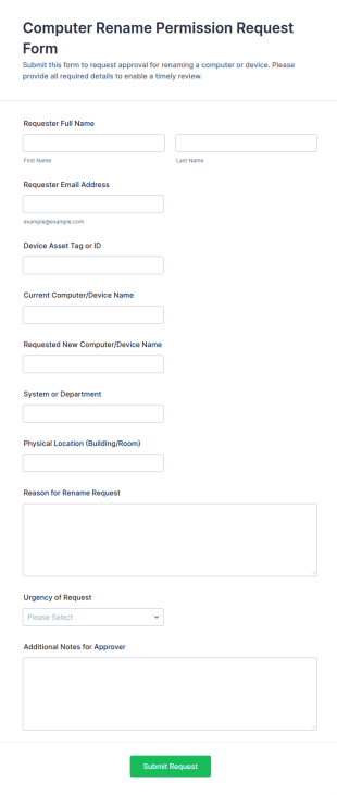 Computer Rename Permission Request Form Template