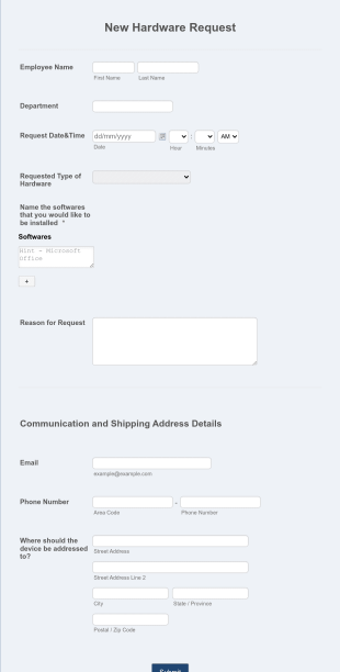 Computer Request Form Template