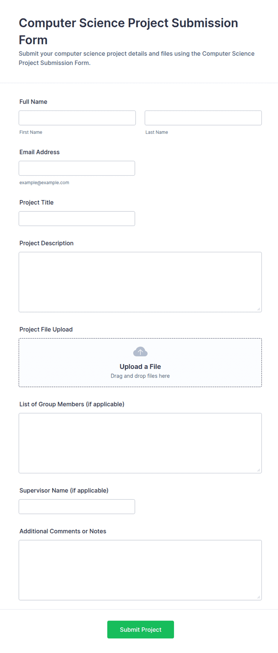 Computer Science Project Submission Form Template | Jotform