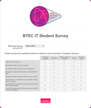 Computer Science Student Survey Form Template