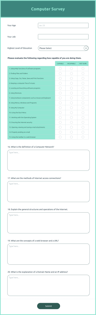 Computer Survey Form Template