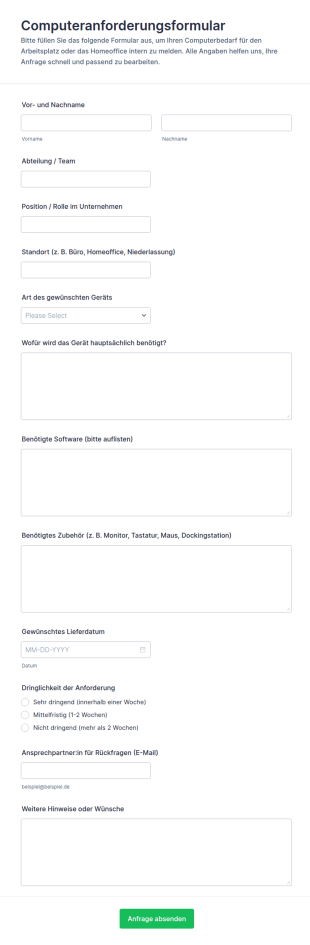 Computeranfrage Formular