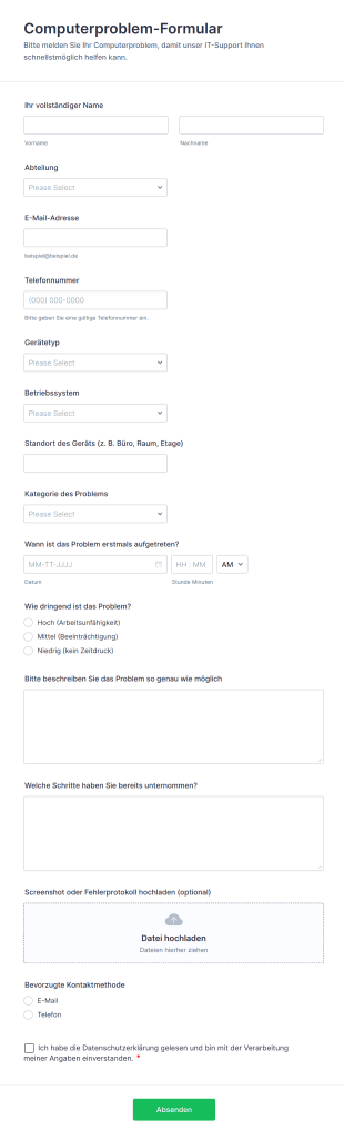 Computerproblem Formular