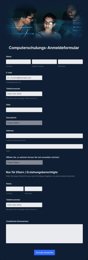 Computerschulungs Anmeldeformular