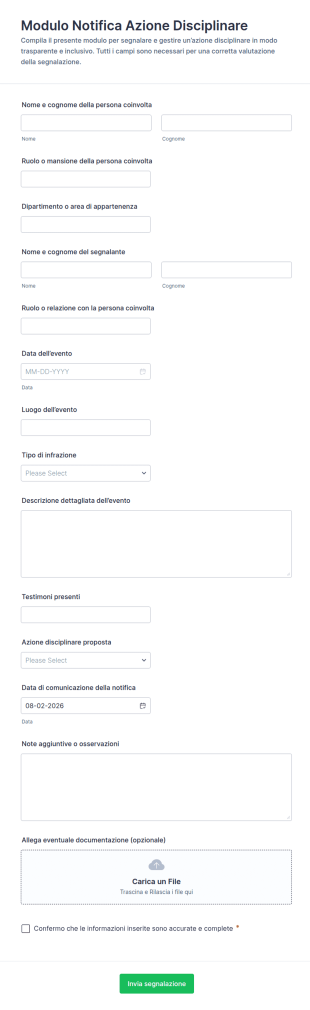 Comunicazione Di Azione Disciplinare