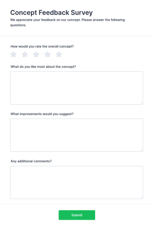 Concept Feedback Survey Form Template