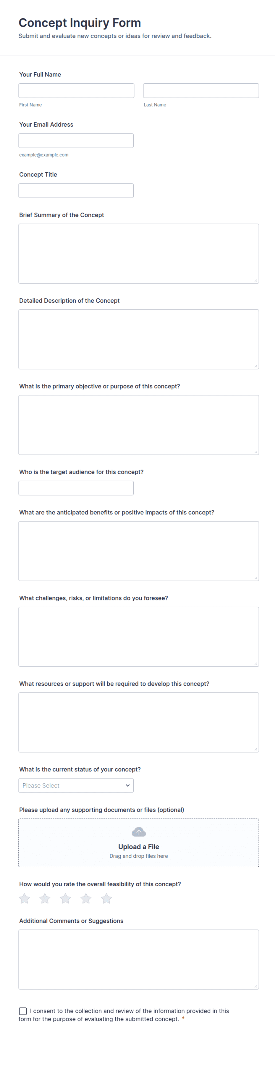 Concept Inquiry Form Template | Jotform
