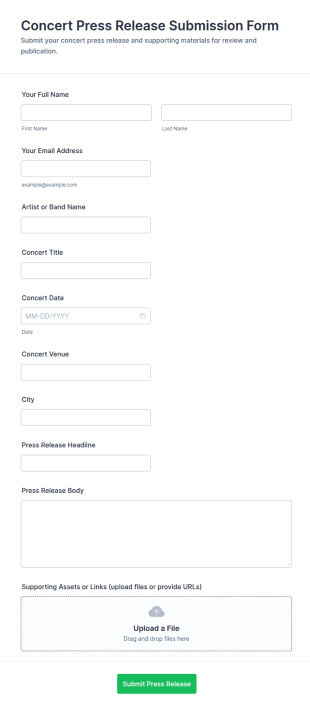 Concert Press Release Submission Form Template