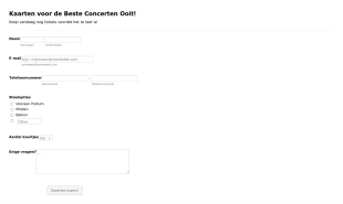 Concertkaarten Registratieformulier Form Template
