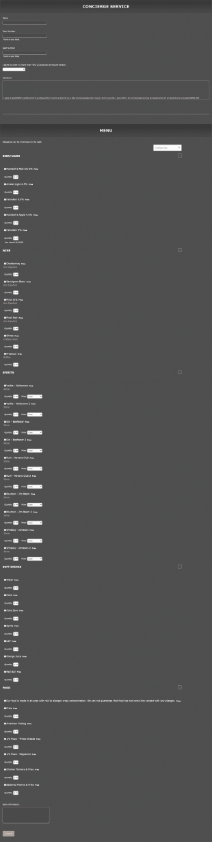 Concierge Service Form Template