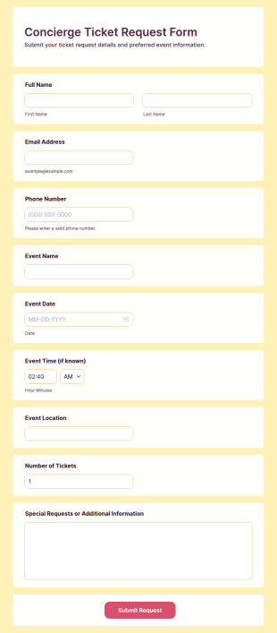 Concierge Ticket Request Form Template