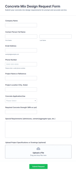 Concrete Mix Design Request Form Template