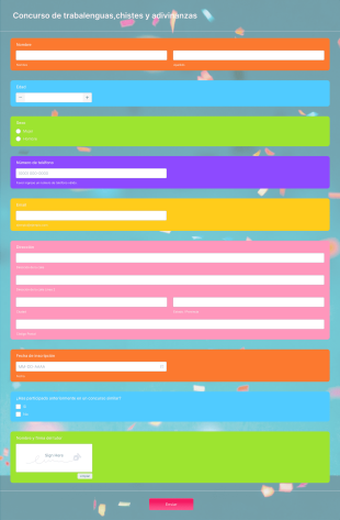 Concurso De Trabalenguas,chistes Y Adivinanzas Form Template