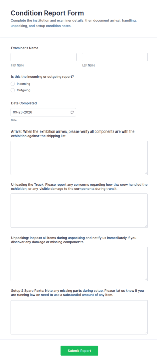 Condition Report Form Template