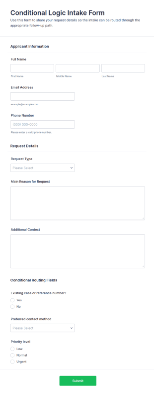 Conditional Logic Intake Form Template