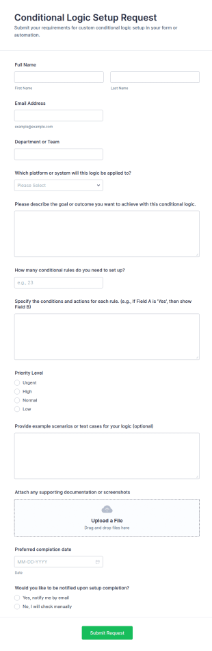 Conditional Logic Setup Request Form Template