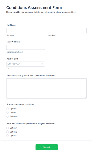 Conditions Assessment Form Template