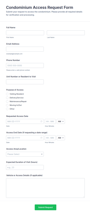 Condominium Access Request Form Template