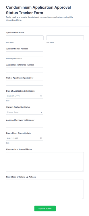 Condominium Application Approval Status Tracker Form Template