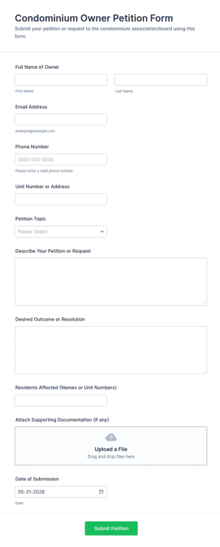 Condominium Owner Petition Form Template