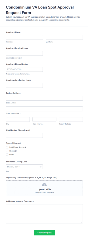 Condominium VA Loan Spot Approval Request Form Template