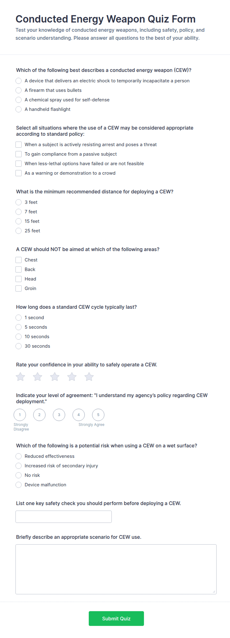 Rmv Forms.pdf Conducted Energy Weapon Quiz Form Template | Jotform