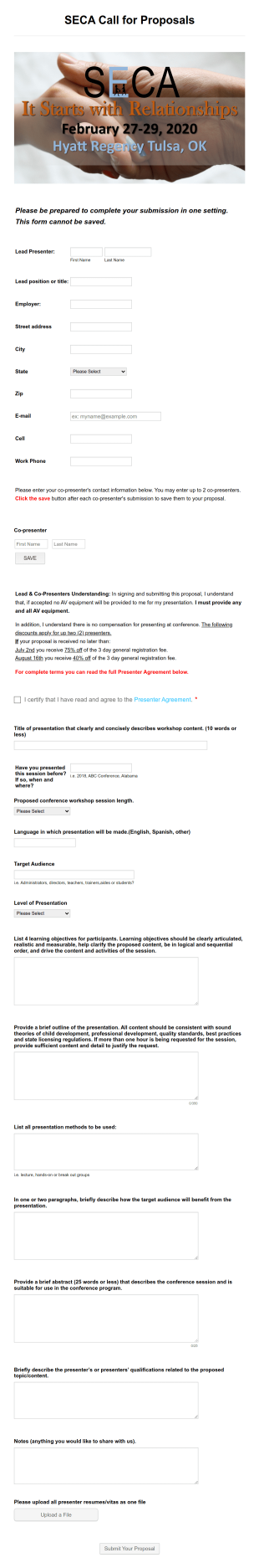 Conference 2020 Speaker Application Form Template