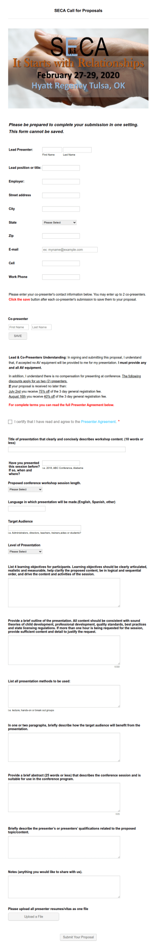 Conference 2020 Speaker Application Form Template