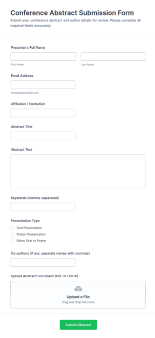Conference Abstract Submission Form Template