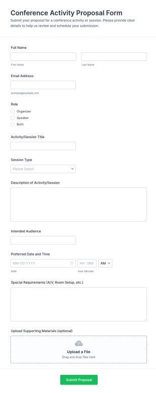 Conference Activity Proposal Form Template