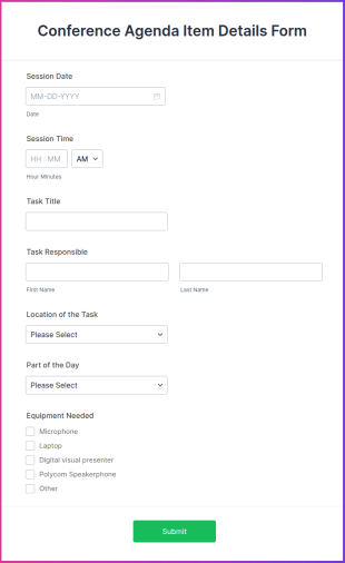 Conference Agenda Item Details Form Template