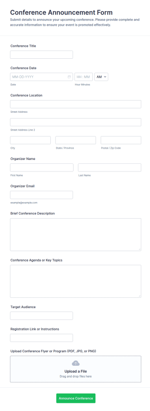 Conference Announcement Form Template