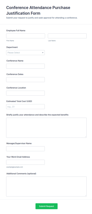 Conference Attendance Purchase Justification Form Template