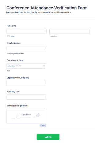 Conference Attendance Verification Form Template