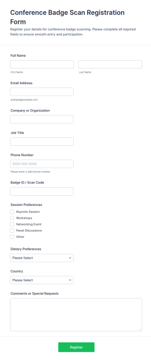 Conference Badge Scan Registration Form Template
