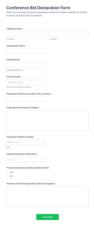 Conference Bid Declaration Form Template