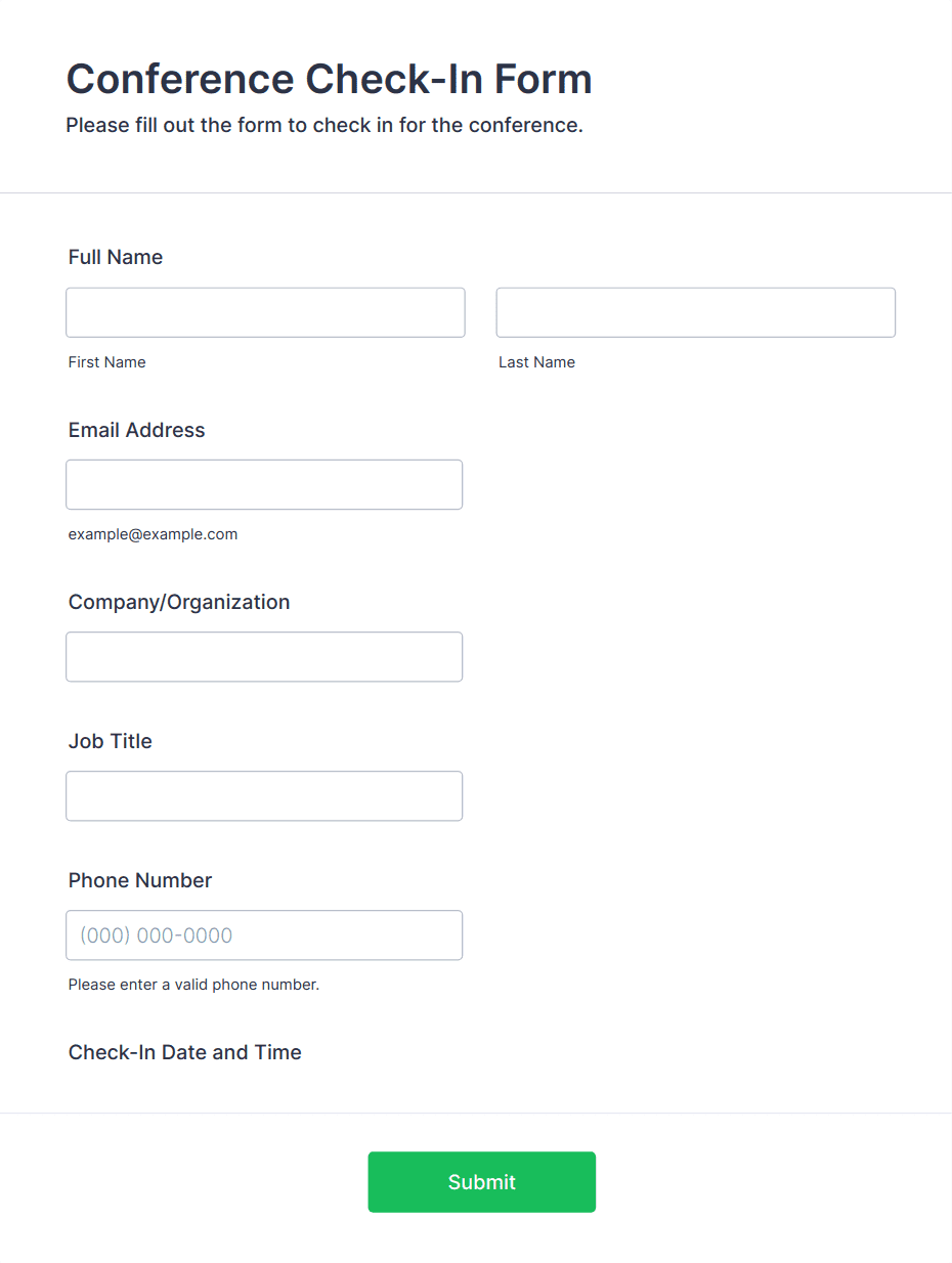 Conference Check In Form Template Jotform Conference Check In Form Template Jotform