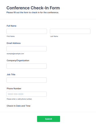 Conference Check In Form Template