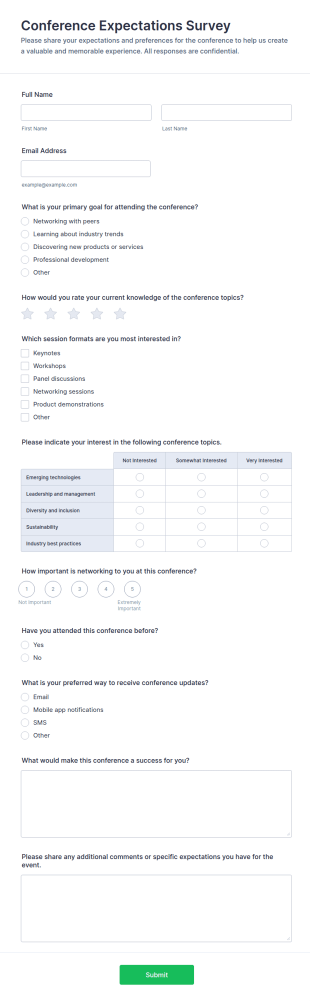Conference Expectations Survey Form Template