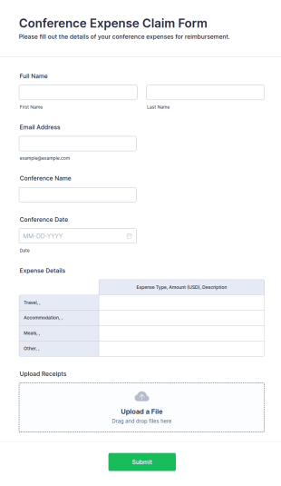 Conference Expense Claim Form Template
