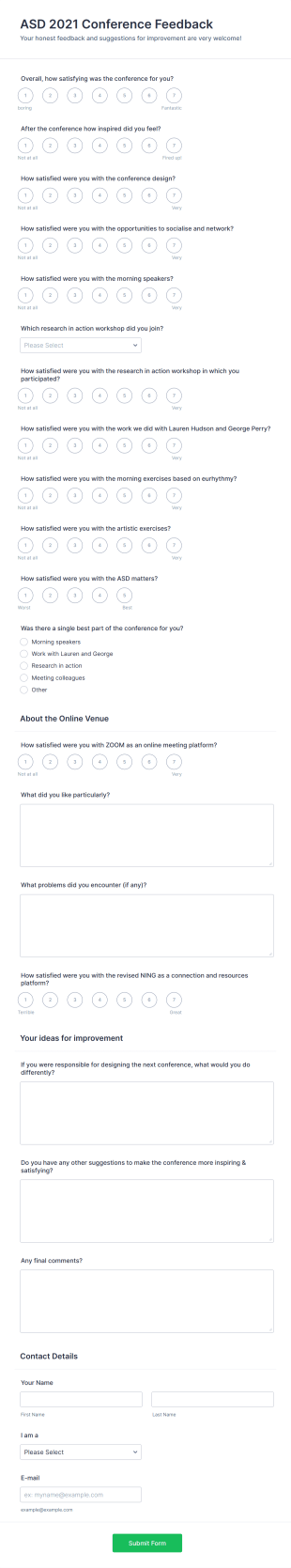 Conference Experience Feedback Form Template
