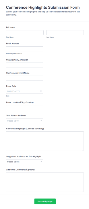 Conference Highlights Submission Form Template