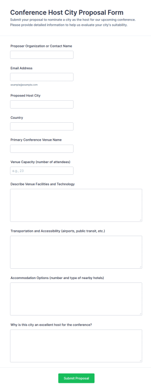 Conference Host City Proposal Form Template