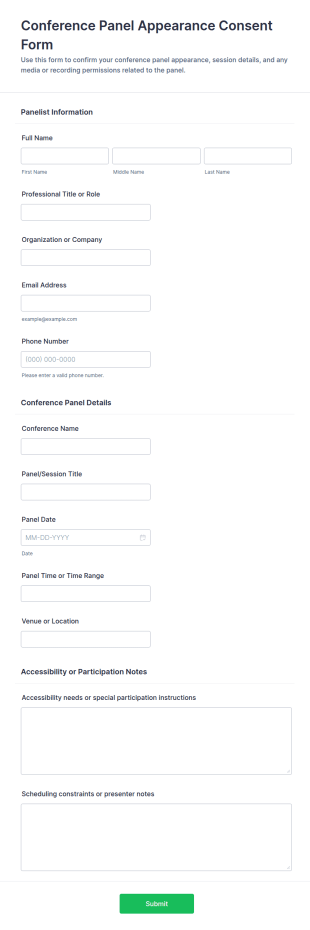 Conference Panel Appearance Consent Form Template