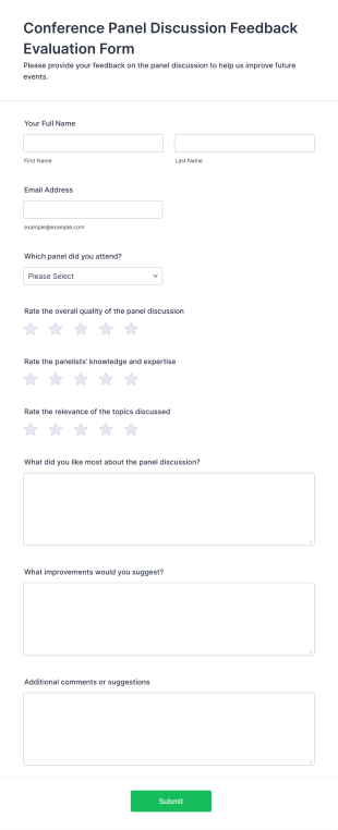 Conference Panel Discussion Feedback Evaluation Form Template
