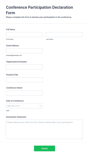 Conference Participation Declaration Form Template