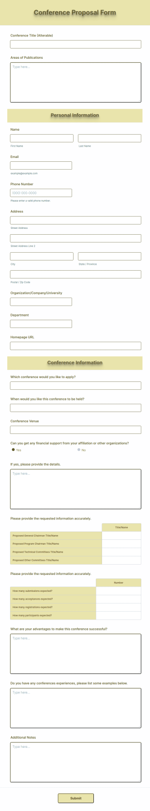 Conference Proposal Form Template