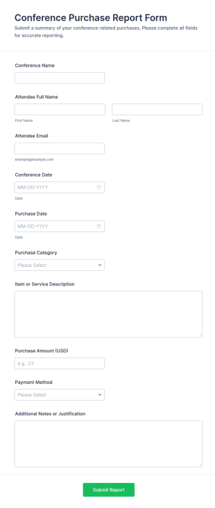 Conference Purchase Report Form Template