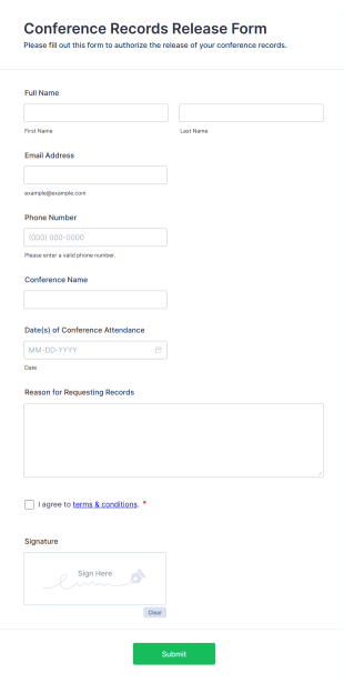 Conference Records Release Form Template